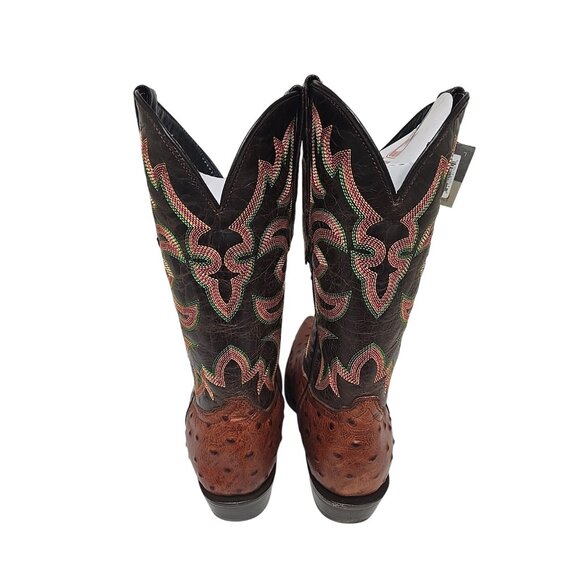 Dingo Men's DI 115 Outlaw Embroidered Ostrich Print Western Boot Cognac 9.5D - Picture 4 of 6